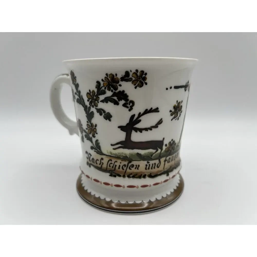 Vintage Kurt Hammer Folk Art XL 14oz Shaving Mug with Hunting Scene West Germany